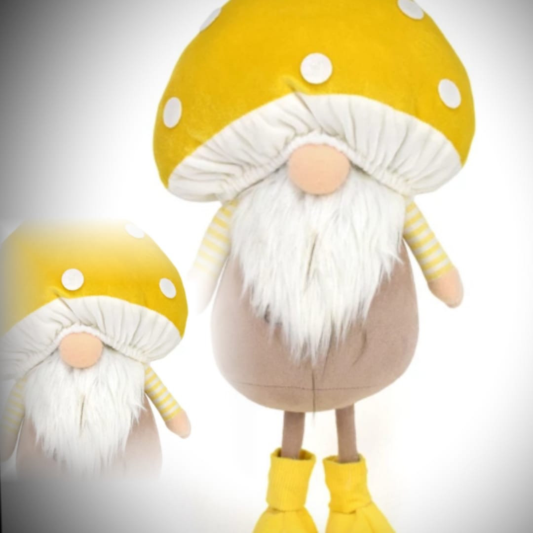 GNOMO PELUCHE GRANDE CON TESTA DI FUNGO E CON GAMBE