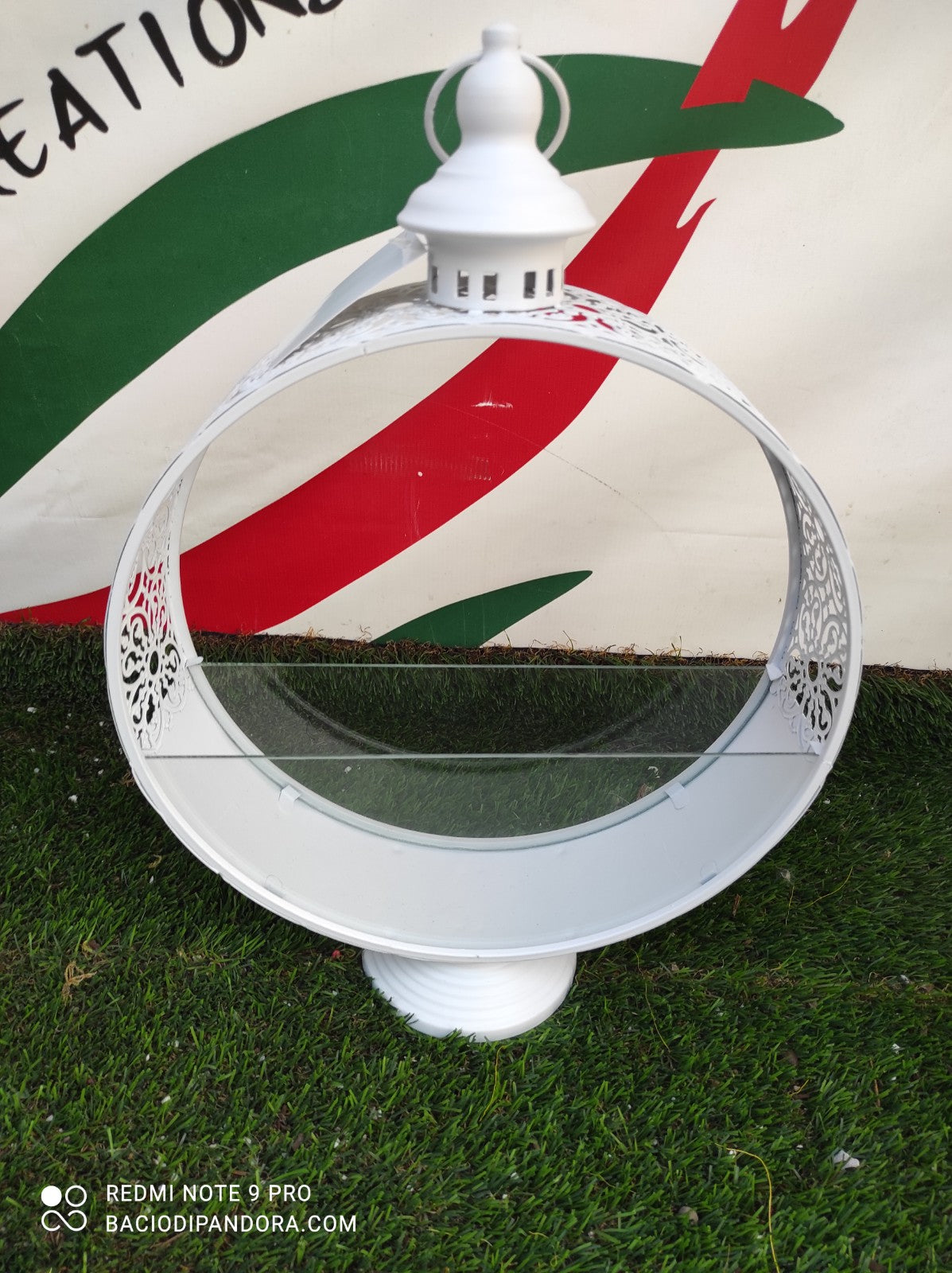 Vaso lanterna a disco metallo