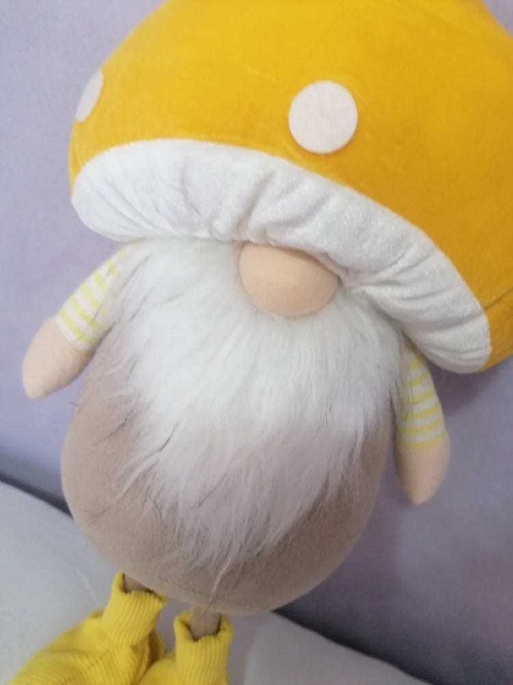GNOMO PELUCHE GRANDE CON TESTA DI FUNGO E CON GAMBE